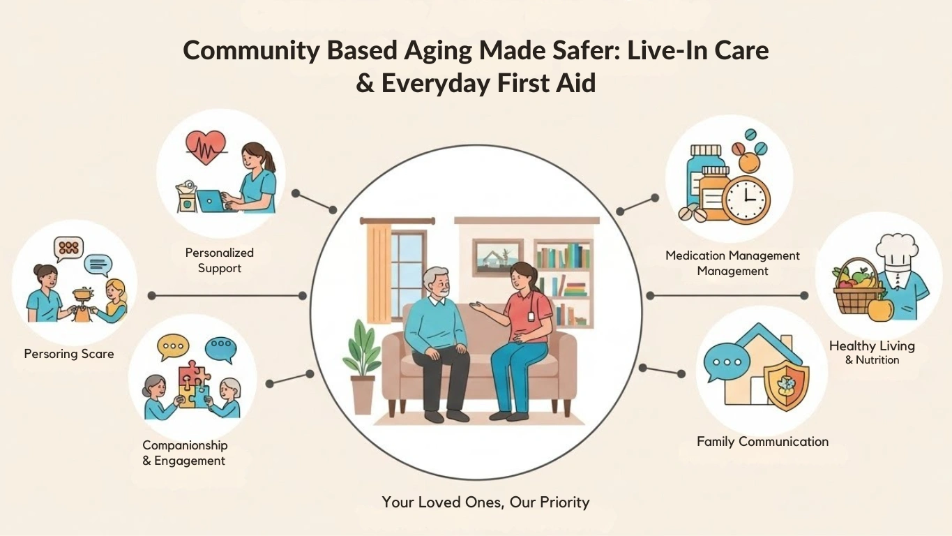 Community Based Aging Made Safer: Live-In Care & Everyday First Aid