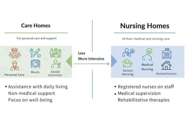 Difference Between Care Homes and Nursing Homes